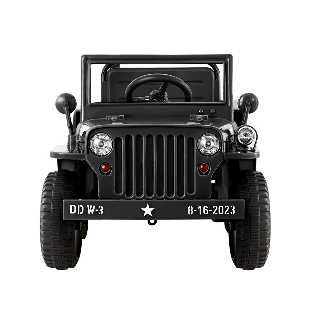 Rigo Kids Electric Ride On Car Jeep Military Off Road Toy Cars Remote 12V Black 3