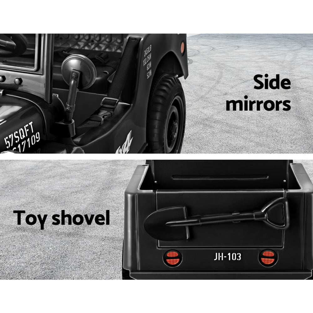 Rigo Kids Electric Ride On Car Jeep Military Off Road Toy Cars Remote 12V Black 6