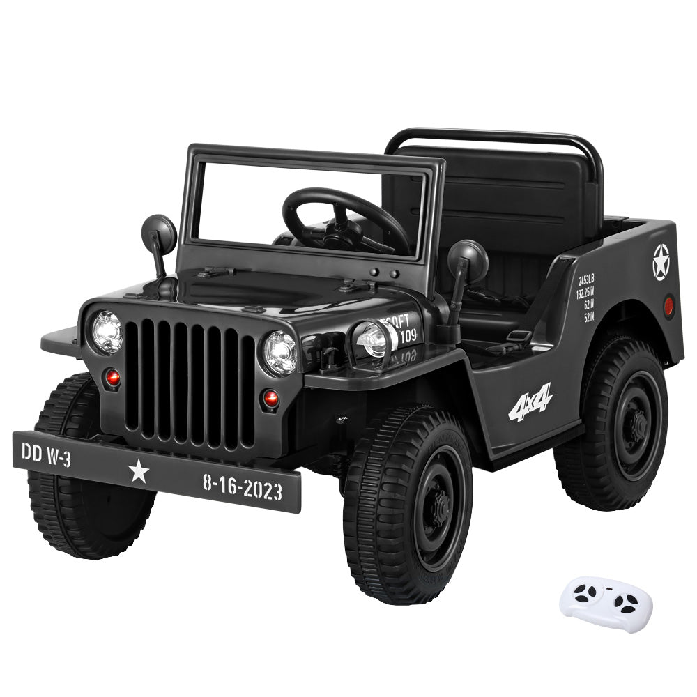 Rigo Kids Electric Ride On Car Jeep Military Off Road Toy Cars Remote 12V Black 7
