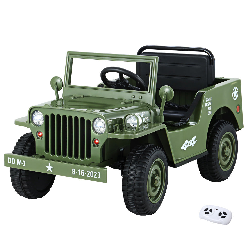Rigo Kids Electric Ride On Car Jeep Military Off Road Toy Cars Remote 12V Olive 6