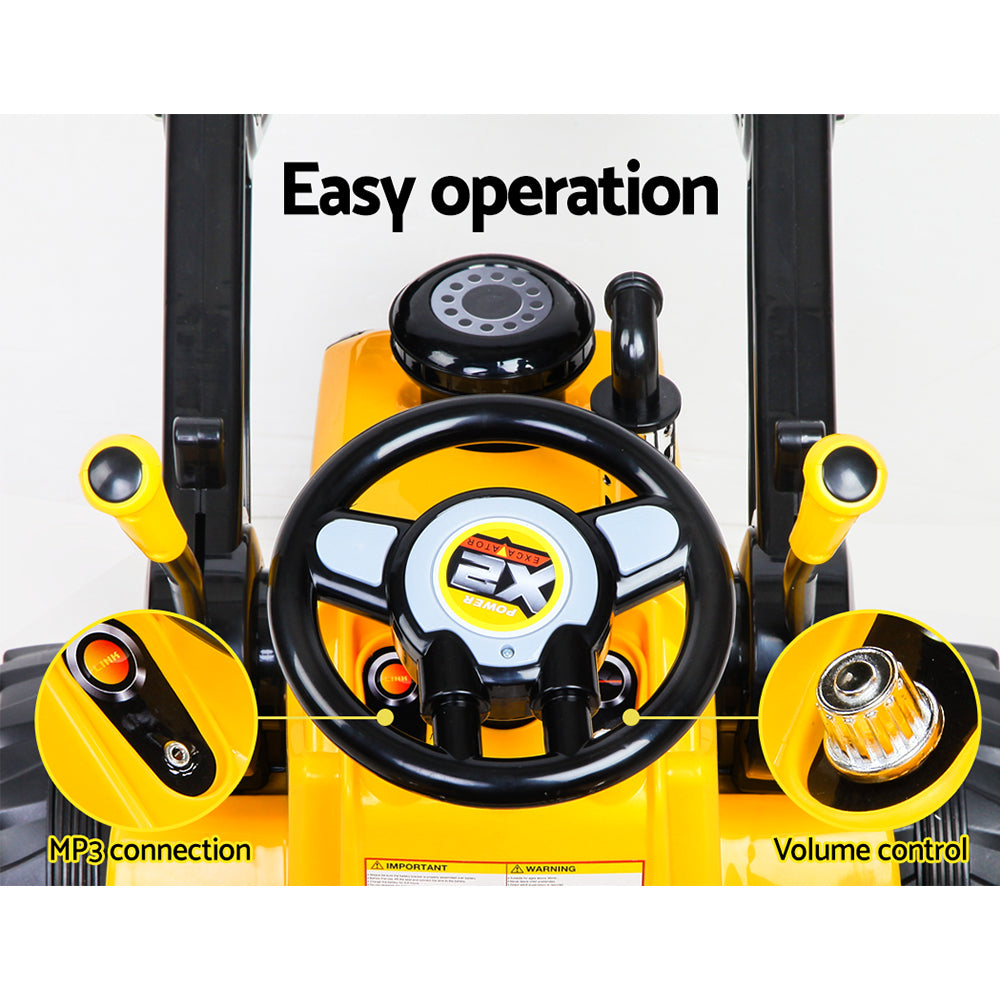 Rigo Kids Electric Ride On Car Bulldozer Digger Loader Remote 6V Yellow 4