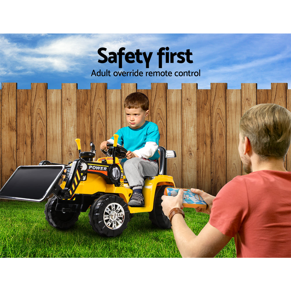 Rigo Kids Electric Ride On Car Bulldozer Digger Loader Remote 6V Yellow 6