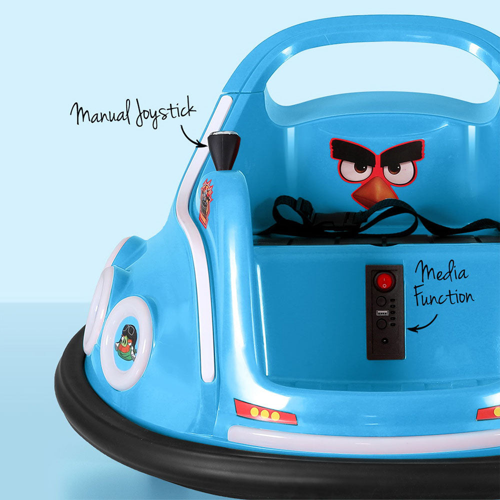 Kids Ride On Car Bumper Electric Toys Cars Light Remote Angry Birds Sticker Blue 4