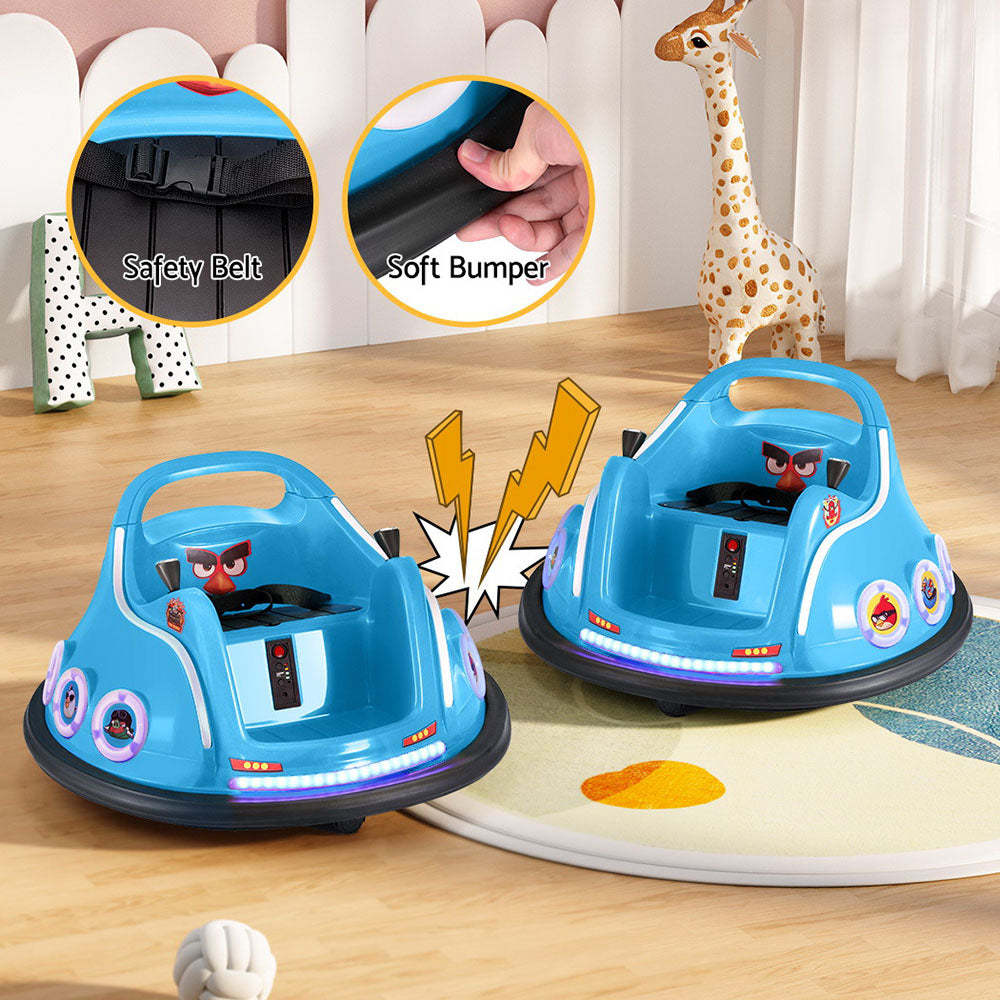 Kids Ride On Car Bumper Electric Toys Cars Light Remote Angry Birds Sticker Blue 5