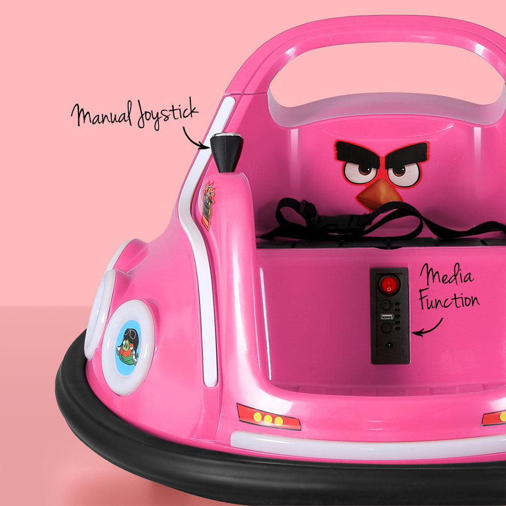 Kids Ride On Car Bumper Electric Ride On Cars Light Remote Angry Birds Sticker Pink 4