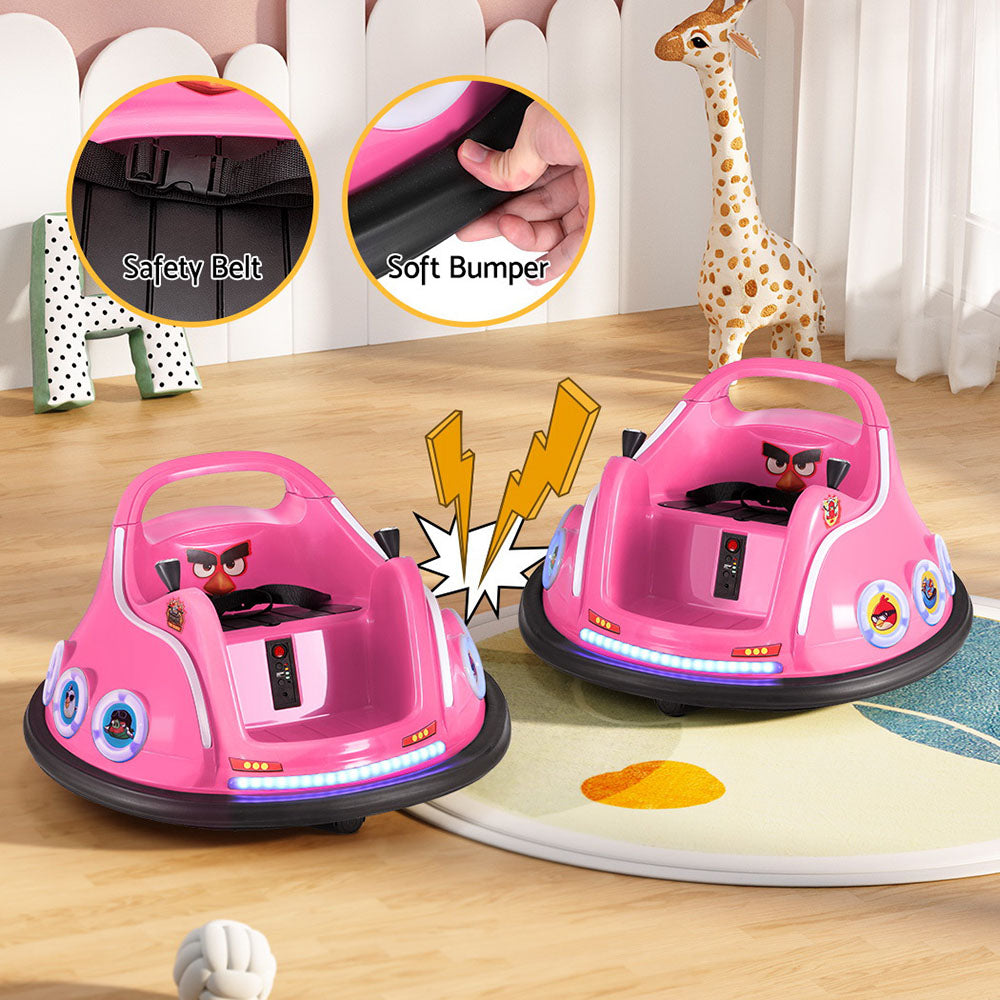 Kids Ride On Car Bumper Electric Ride On Cars Light Remote Angry Birds Sticker Pink 5