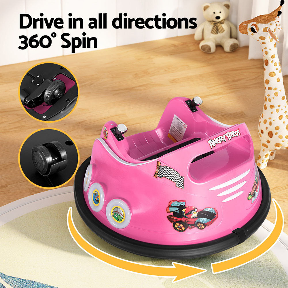 Kids Ride On Car Bumper Electric Ride On Cars Light Remote Angry Birds Sticker Pink 6