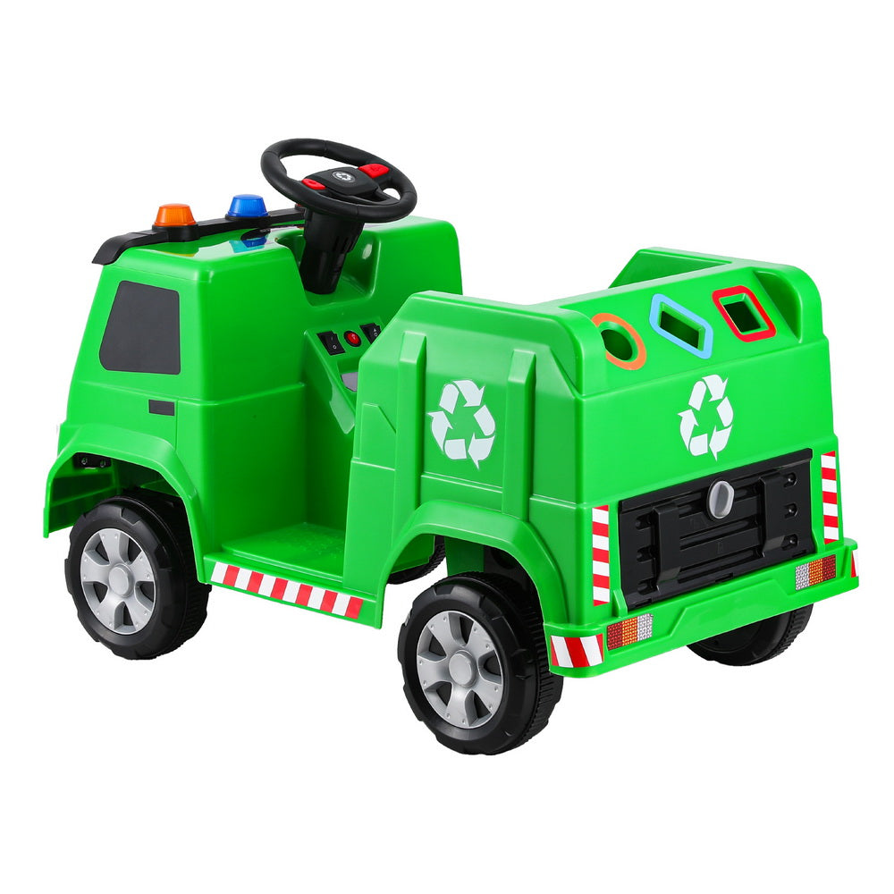 Rigo Kids Ride On Car Garbage Truck Police Light 12V Electric Toys Cars Green 3