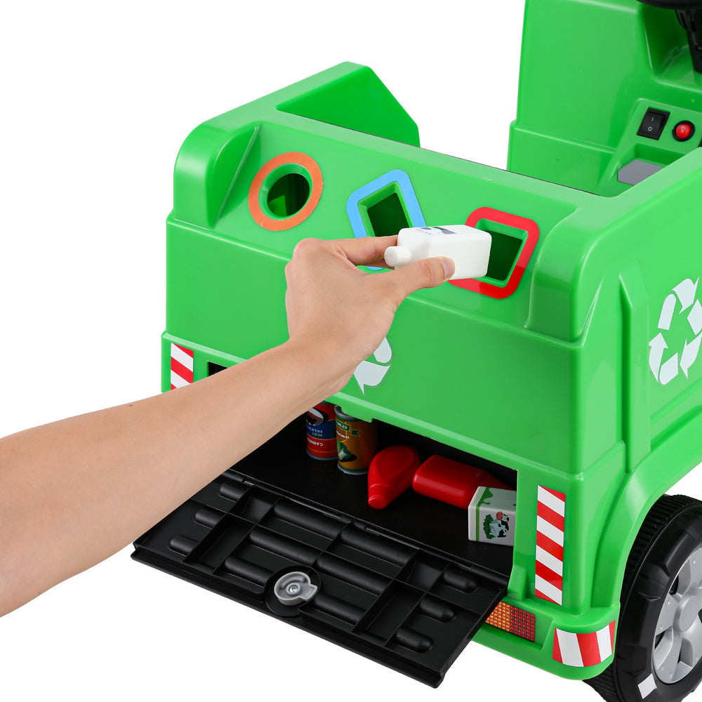 Rigo Kids Ride On Car Garbage Truck Police Light 12V Electric Toys Cars Green 4