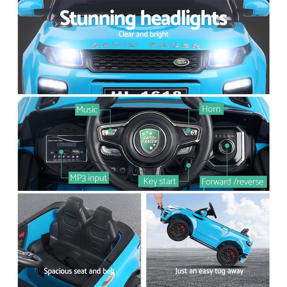 Rigo Kids Electric Ride On Car SUV Range Rover-inspired Toy Cars Remote 12V Blue 4