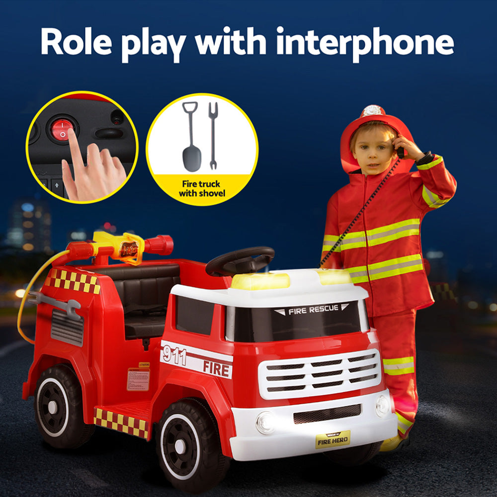 Rigo Kids Ride On Car Electric Fire Engine Fighting Truck with Water Gun Music 3