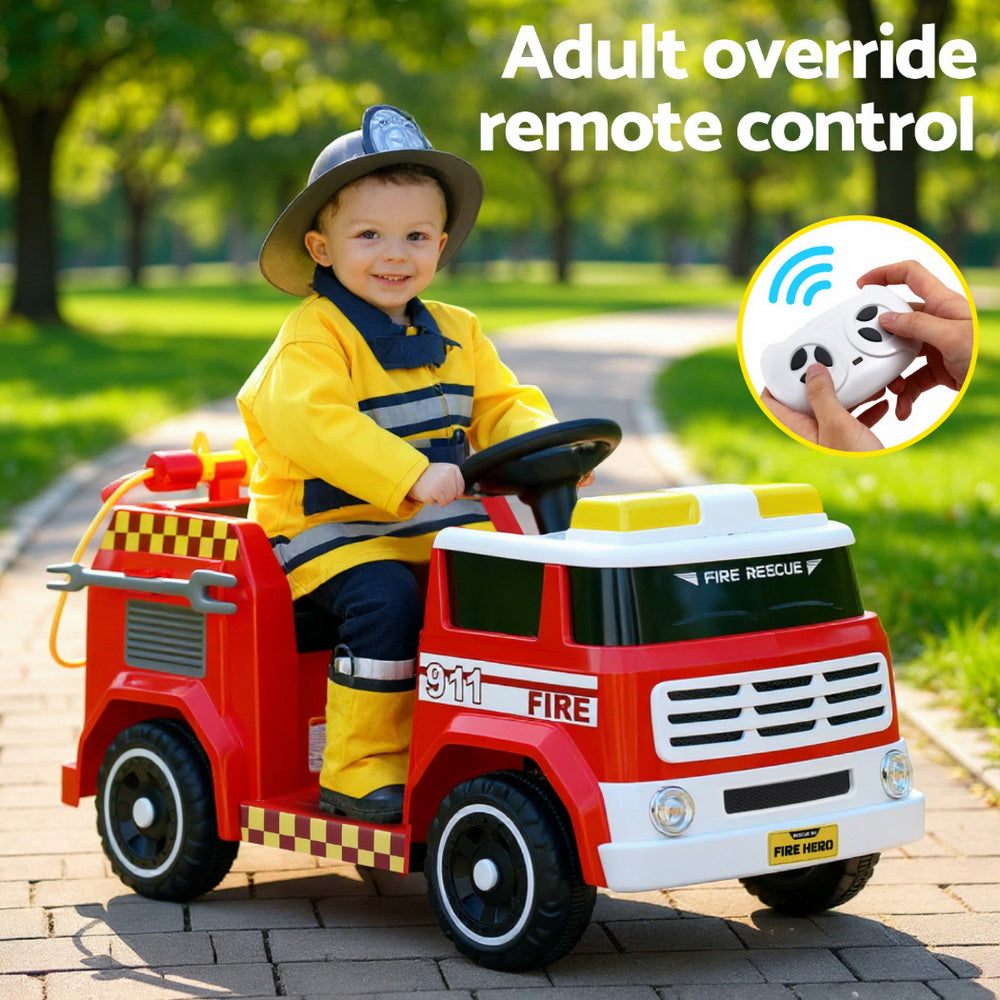 Rigo Kids Ride On Car Electric Fire Engine Fighting Truck with Water Gun Music 5