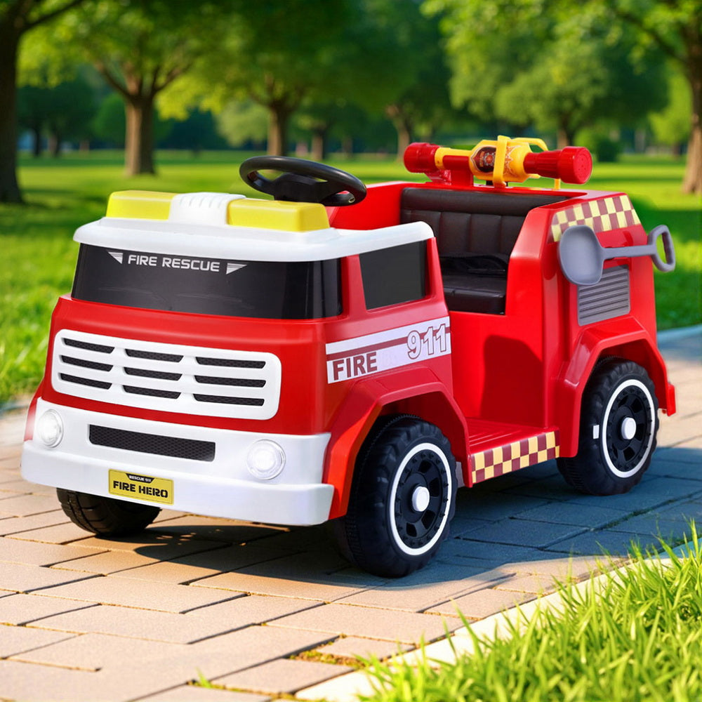 Rigo Kids Ride On Car Electric Fire Engine Fighting Truck with Water Gun Music 6
