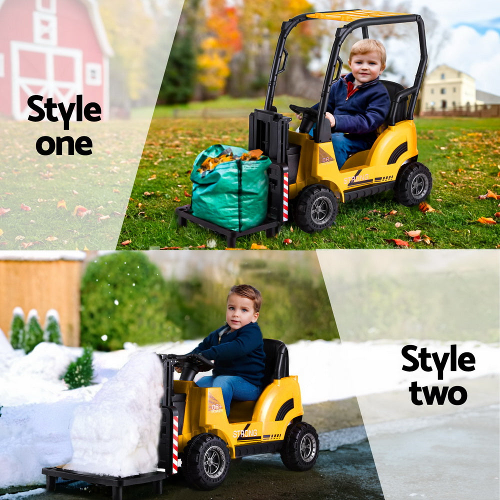 Rigo Kids Electric Ride On Car Forklift Loader Toys Cars Horn Remote 12V Yellow 6
