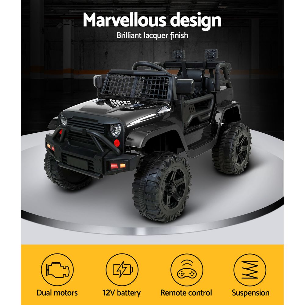 Rigo Kids Electric Ride On Car Jeep Toy Cars Remote 12V Black 4
