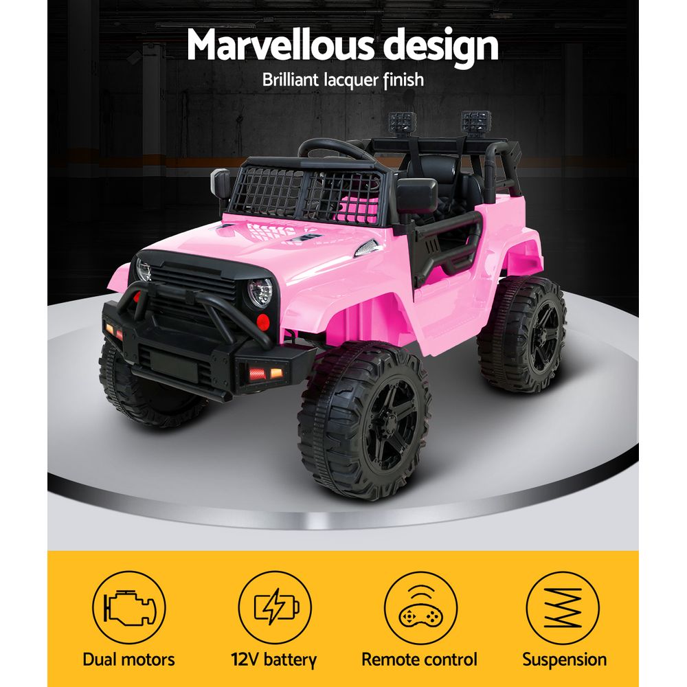 Rigo Kids Electric Ride On Car Jeep Toy Cars Remote 12V Pink 4