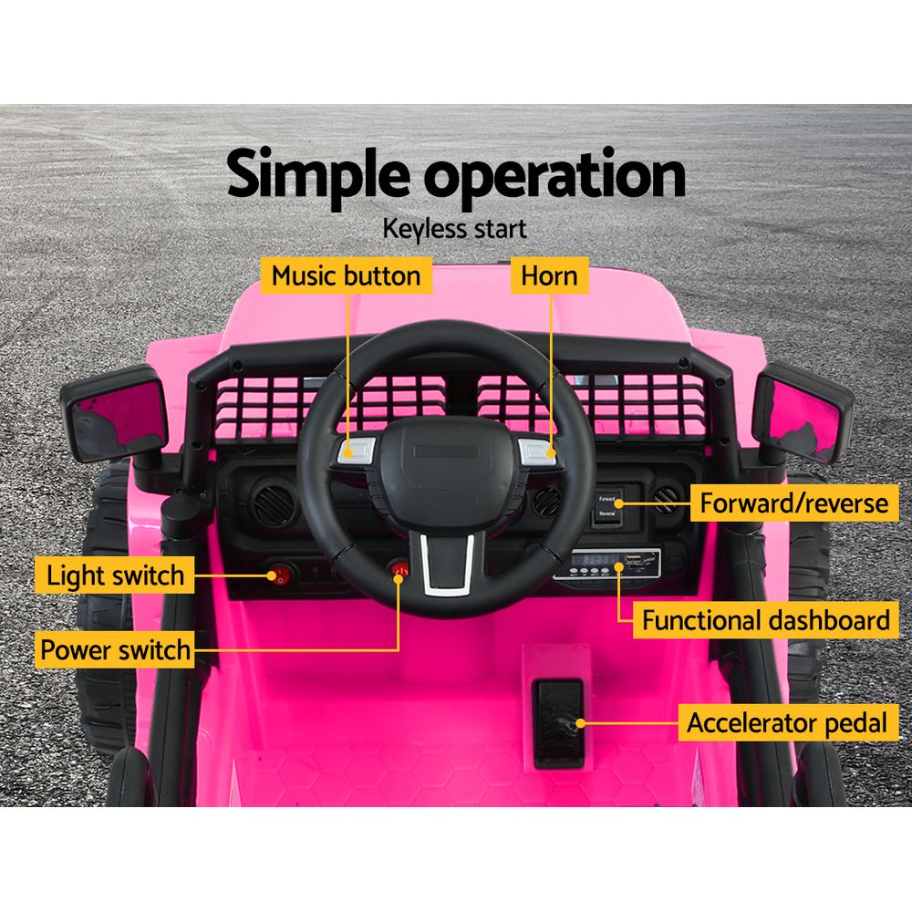 Rigo Kids Electric Ride On Car Jeep Toy Cars Remote 12V Pink 5