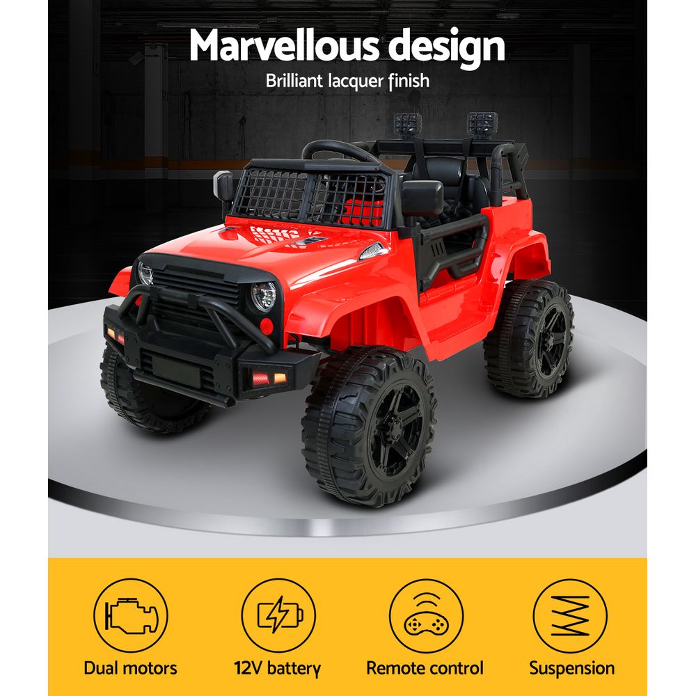 Rigo Kids Electric Ride On Car Jeep Toy Cars Remote 12V Red 4