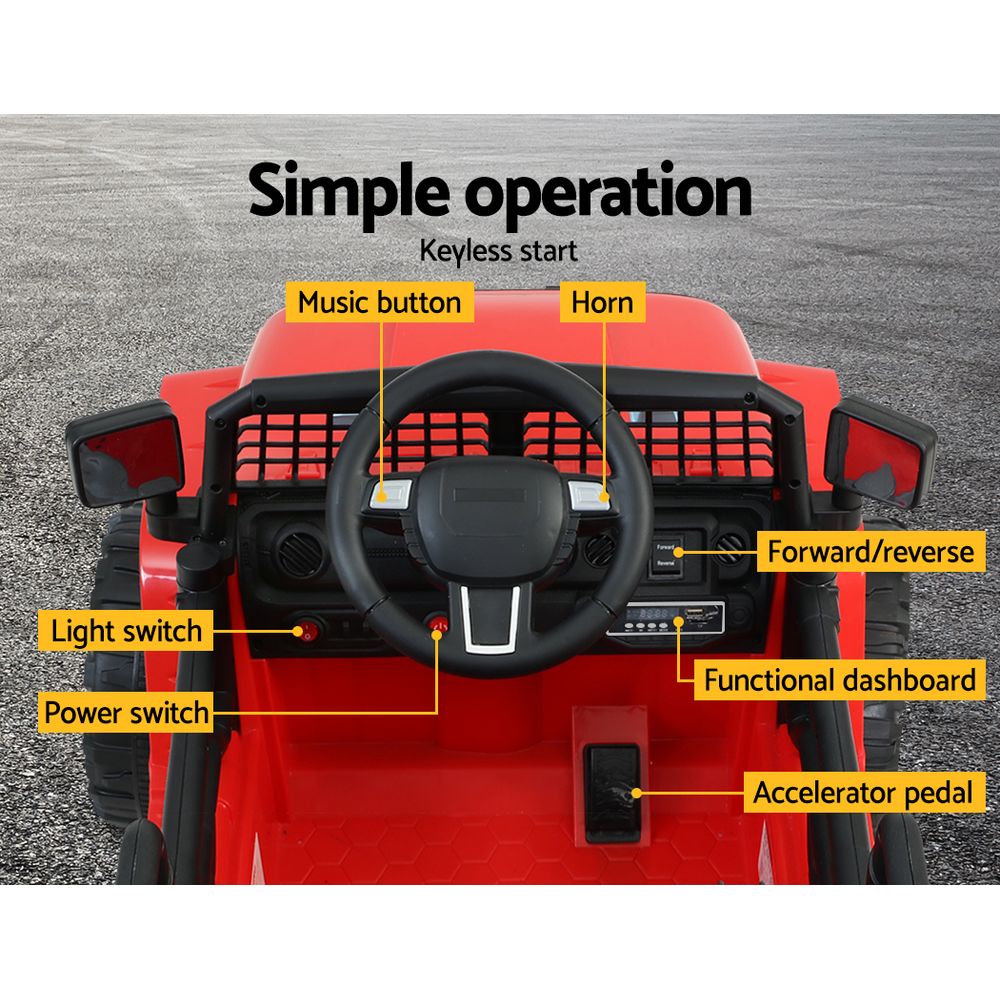 Rigo Kids Electric Ride On Car Jeep Toy Cars Remote 12V Red 5