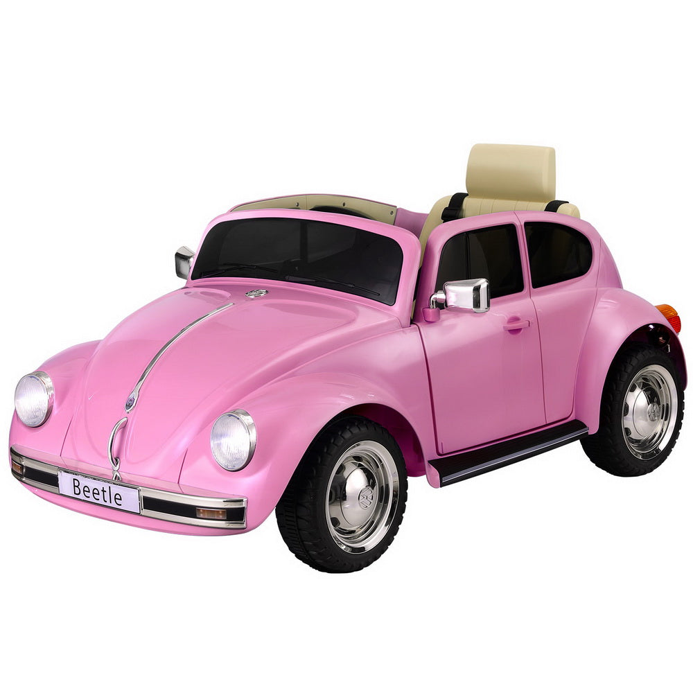Kids Ride On Car Licensed Volkswagen Beetle Electric Toys Horn Remote 6V Pink 7