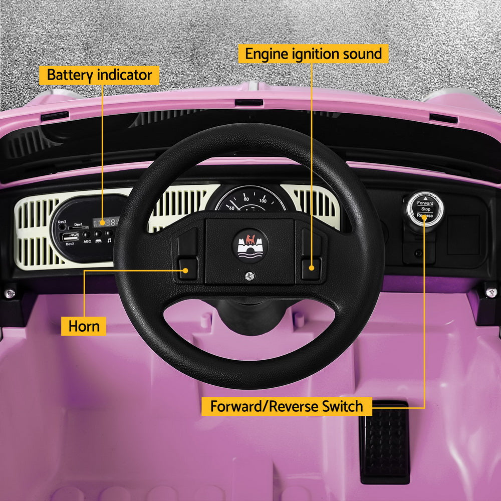 Kids Ride On Car Licensed Volkswagen Beetle Electric Toys Horn Remote 6V Pink 4