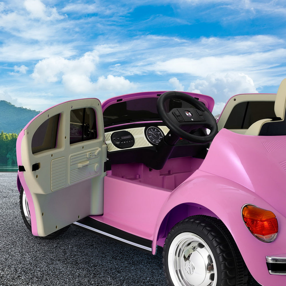 Kids Ride On Car Licensed Volkswagen Beetle Electric Toys Horn Remote 6V Pink 6