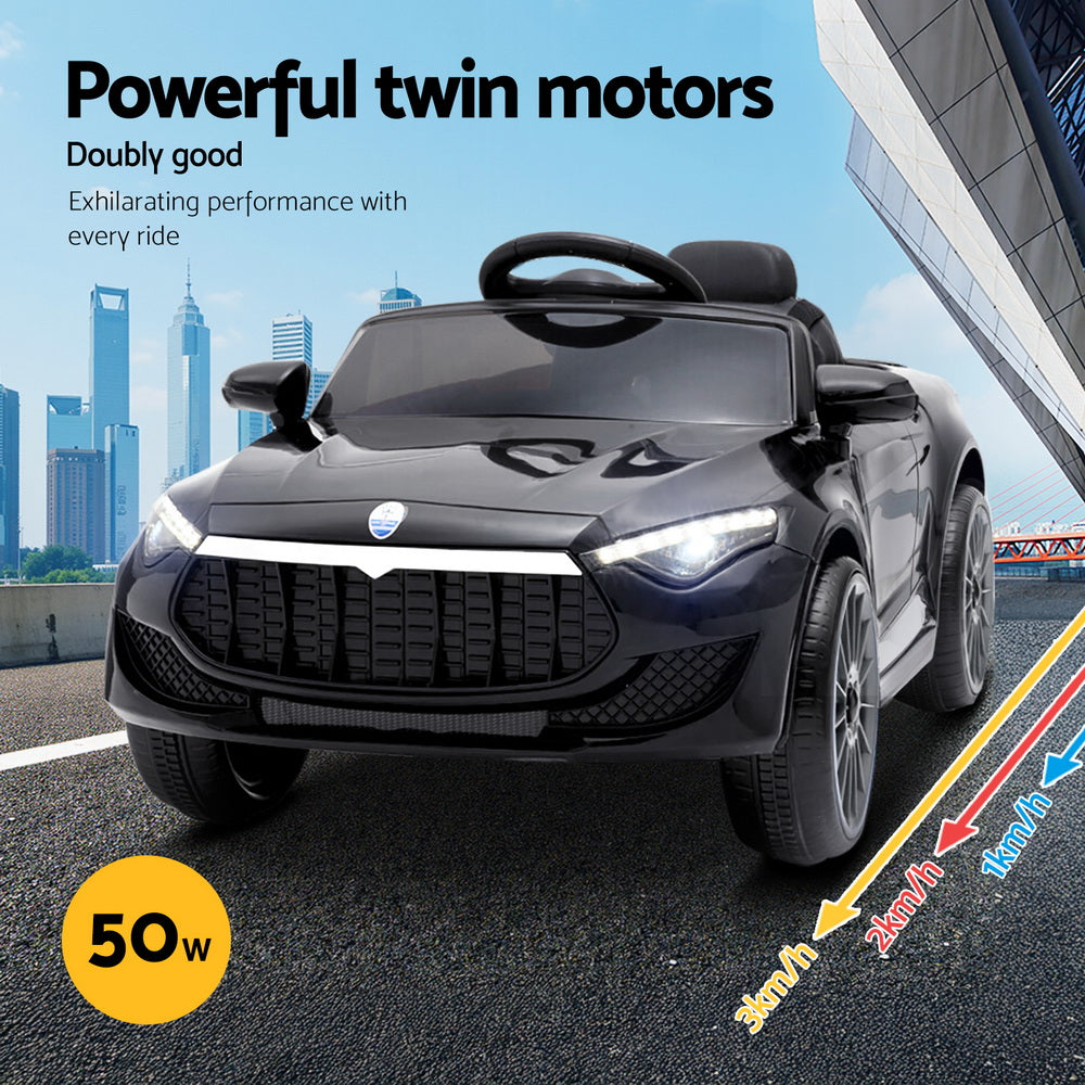 Rigo Kids Electric Ride On Car Toys Cars Horn Music Remote Control 12V Black 4