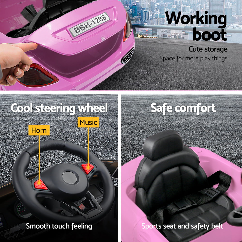 Rigo Kids Electric Ride On Car Toys Cars Headlight Music Remote Control 12V Pink 4