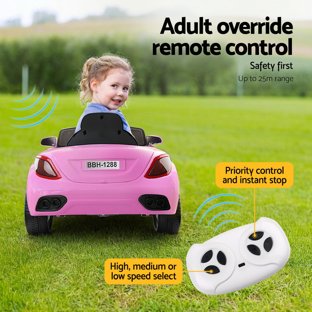 Rigo Kids Electric Ride On Car Toys Cars Headlight Music Remote Control 12V Pink 5