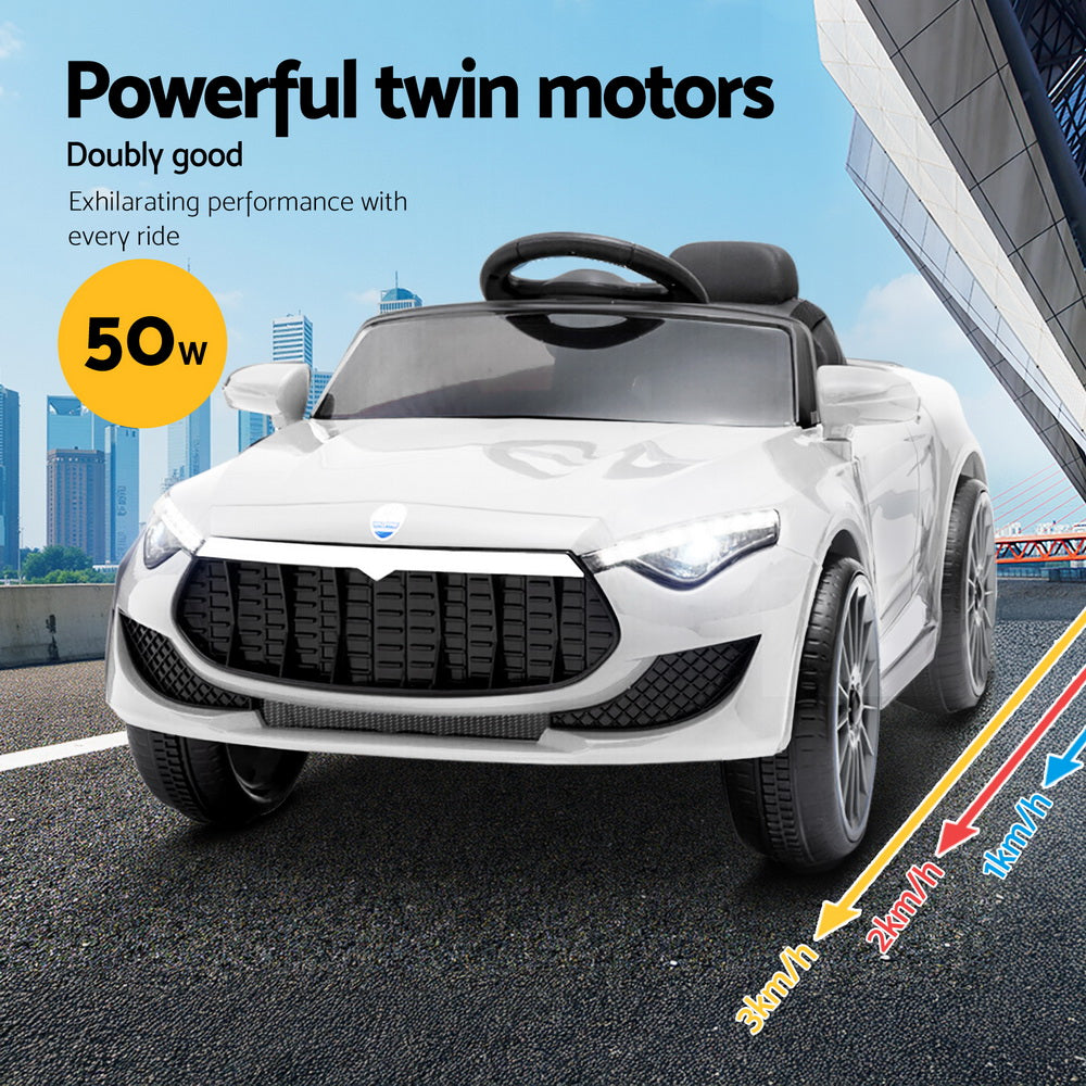 Rigo Kids Electric Ride On Car Cars Music Headlight Remote Control 12V White 4