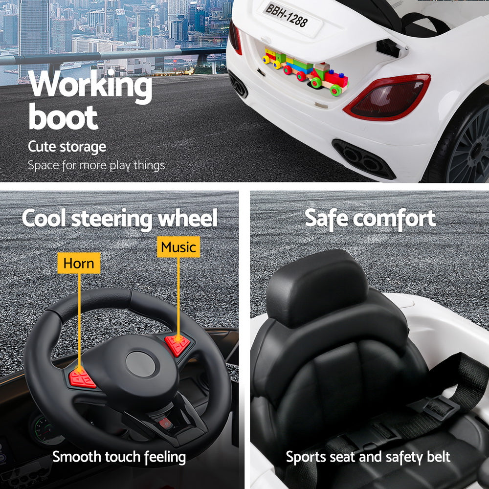 Rigo Kids Electric Ride On Car Cars Music Headlight Remote Control 12V White 5