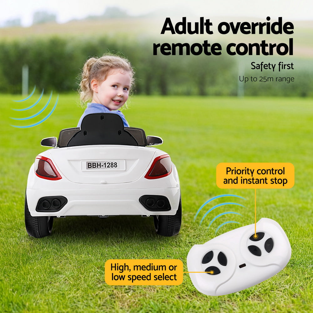 Rigo Kids Electric Ride On Car Cars Music Headlight Remote Control 12V White 6