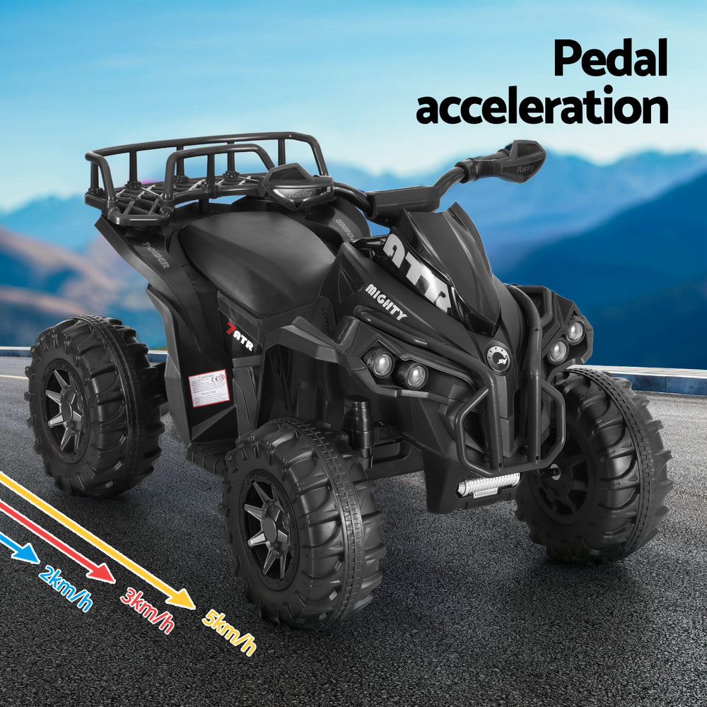 Rigo Kids Ride On Car ATV Quad Motorbike Storage Rack Electric Toys 12V Black 5
