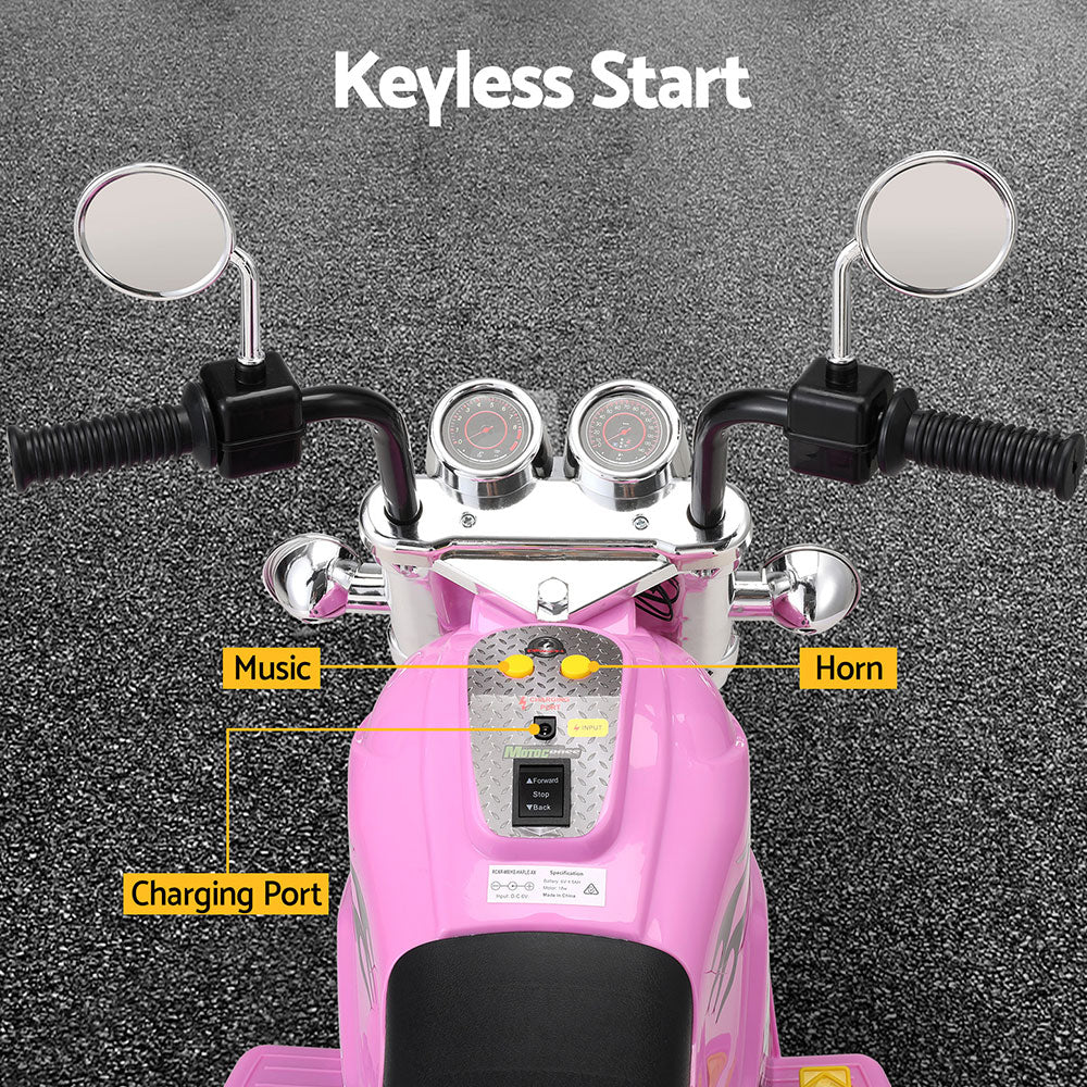 Rigo Kids Ride On Car Motorcycle Motorbike Electric Toys Horn Music 6V Pink 5