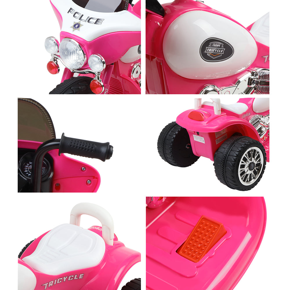 Rigo Kids Electric Ride On Patrol Police Car Harley-Inspired 6V Pink 6