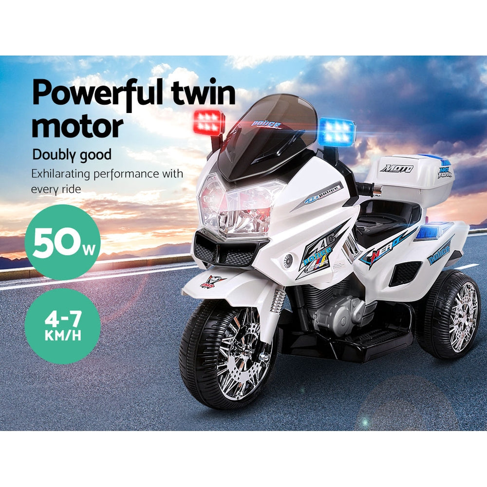 Rigo Kids Electric Ride On Patrol Police Car BMW-Inspired S1K 6V Battery White 3