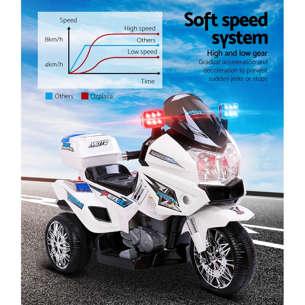 Rigo Kids Electric Ride On Patrol Police Car BMW-Inspired S1K 6V Battery White 4