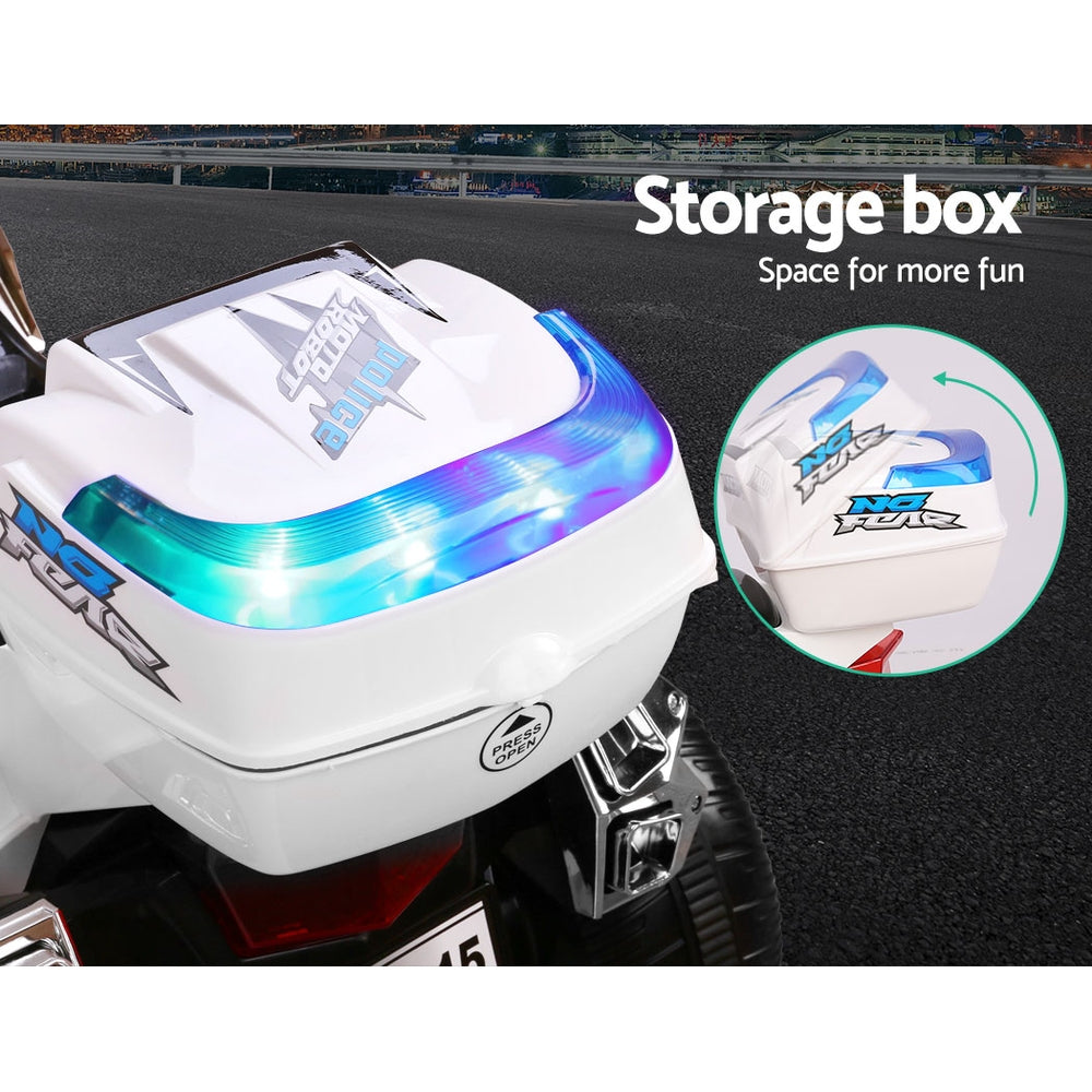 Rigo Kids Electric Ride On Patrol Police Car BMW-Inspired S1K 6V Battery White 7