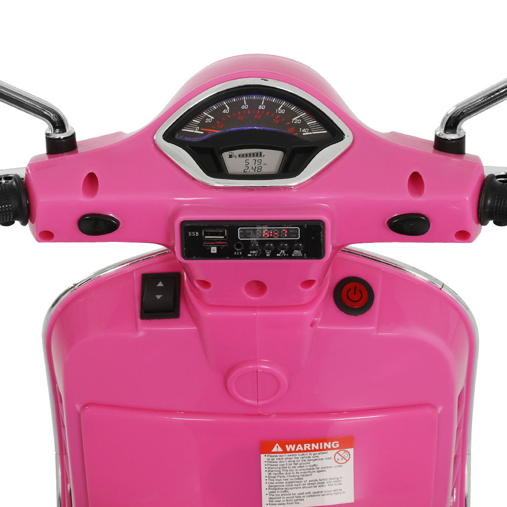 Kids Electric Ride On Car Motorcycle Motorbike Vespa Licensed GTS Pink 5