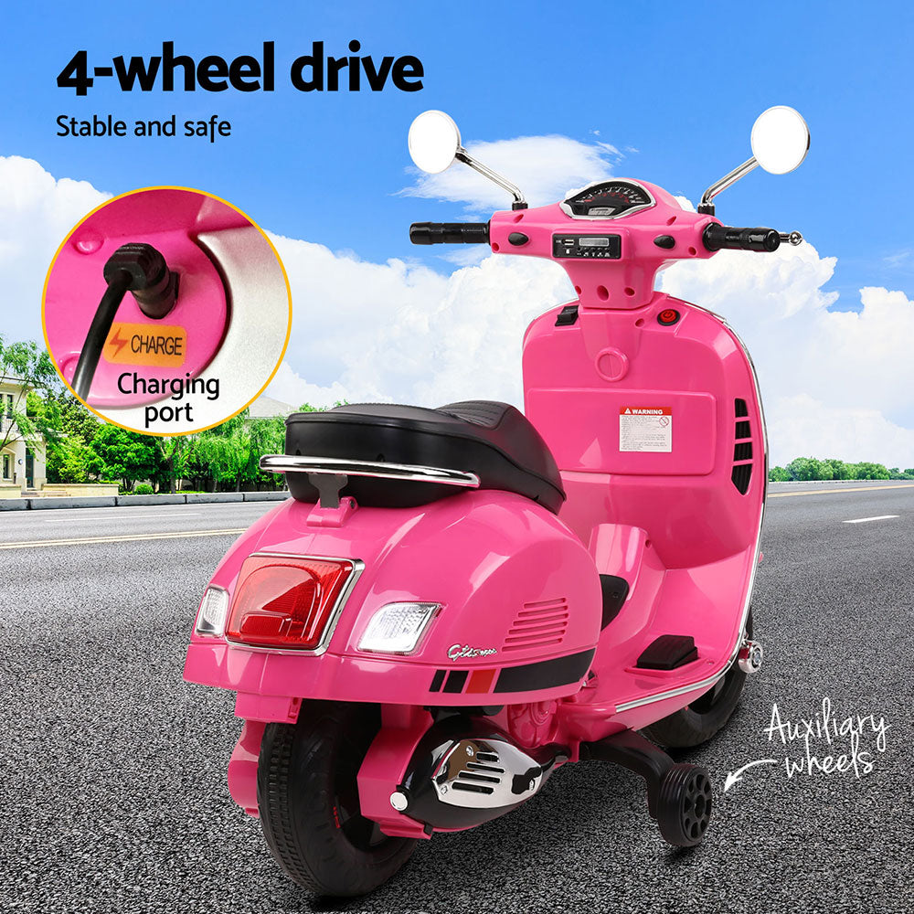 Kids Electric Ride On Car Motorcycle Motorbike Vespa Licensed GTS Pink 6