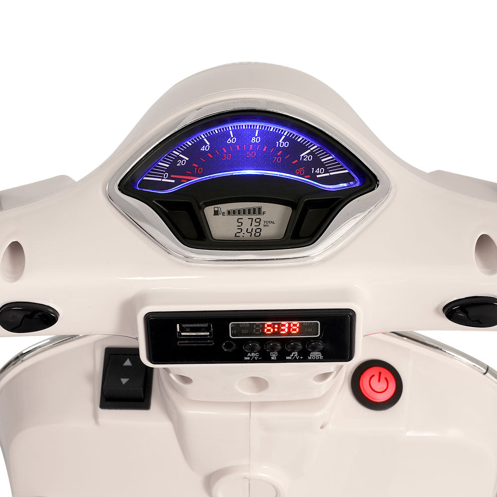 Kids Electric Ride On Car Motorcycle Motorbike Vespa Licensed GTS White 5