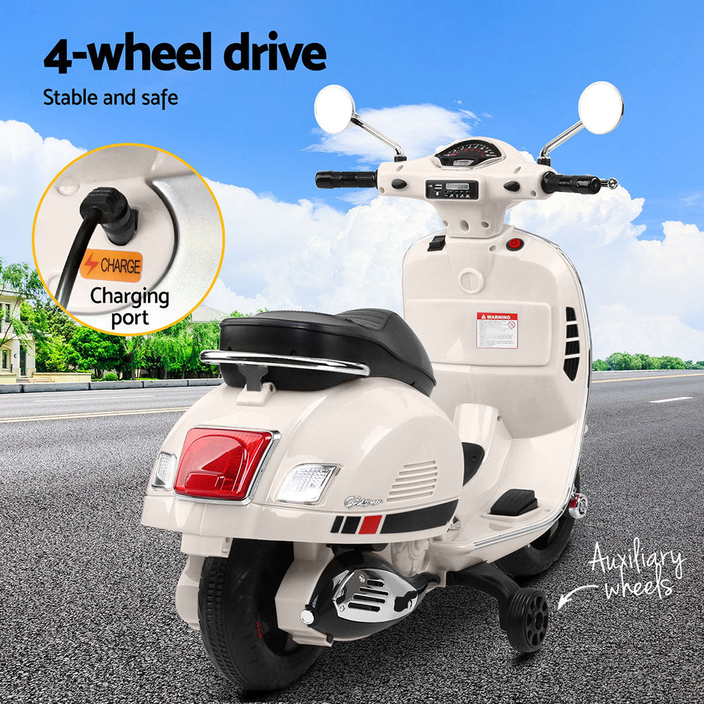 Kids Electric Ride On Car Motorcycle Motorbike Vespa Licensed GTS White 6