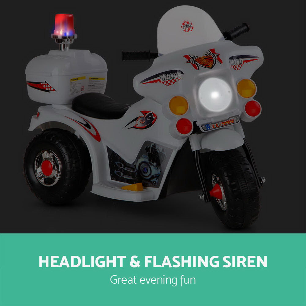 Rigo Kids Electric Ride On Police Motorcycle Motorbike 6V Battery White 3