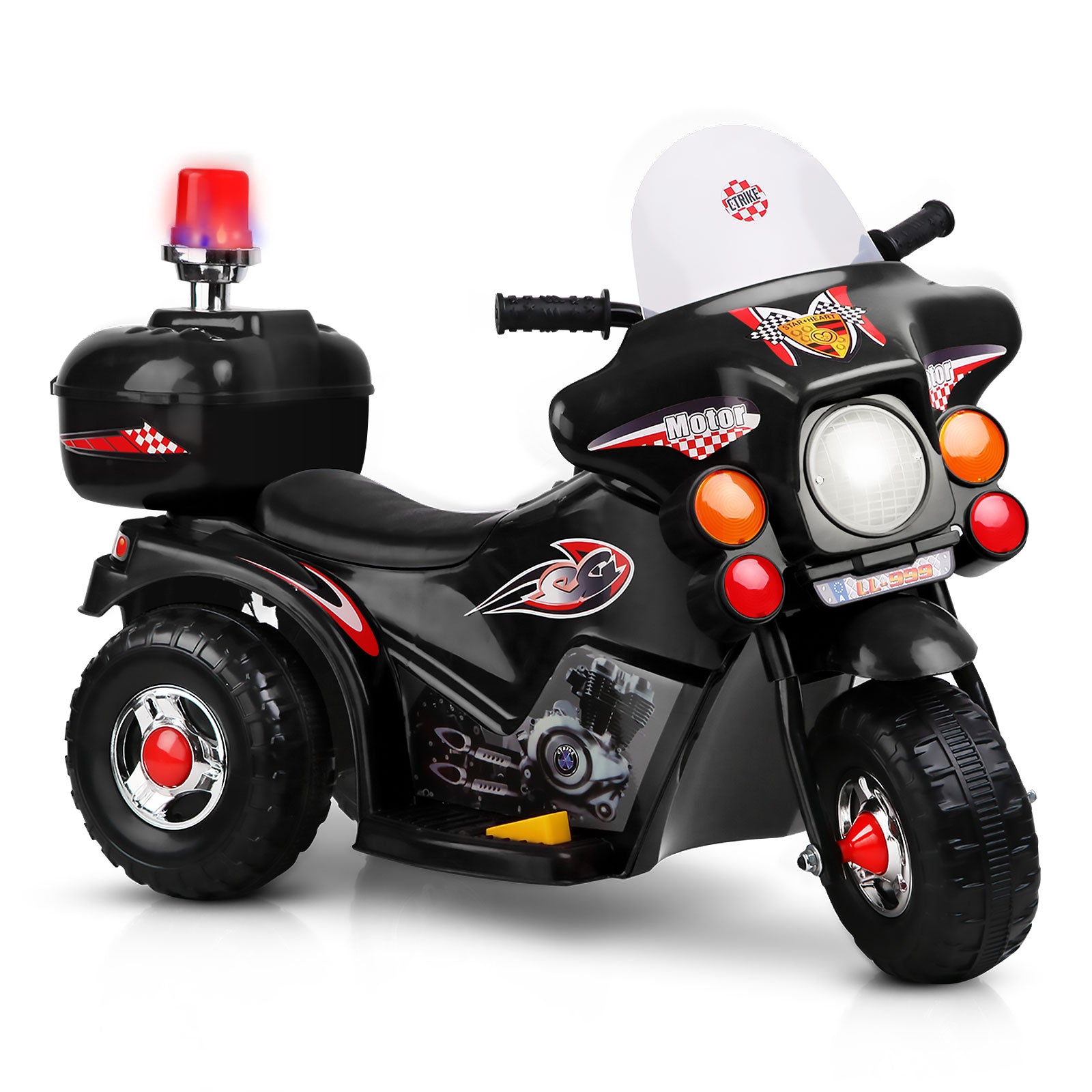 Rigo Kids Electric Ride On Police Motorcycle Motorbike 6V Battery Black 3