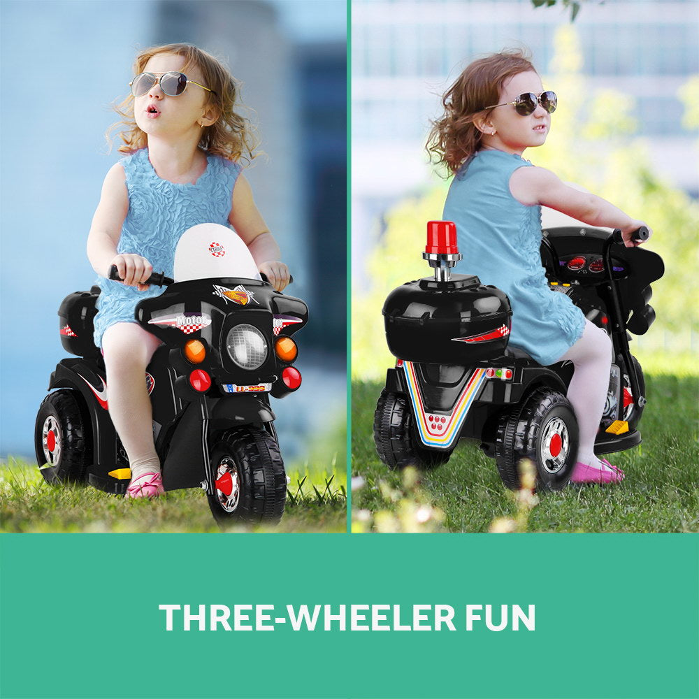 Rigo Kids Electric Ride On Police Motorcycle Motorbike 6V Battery Black 4
