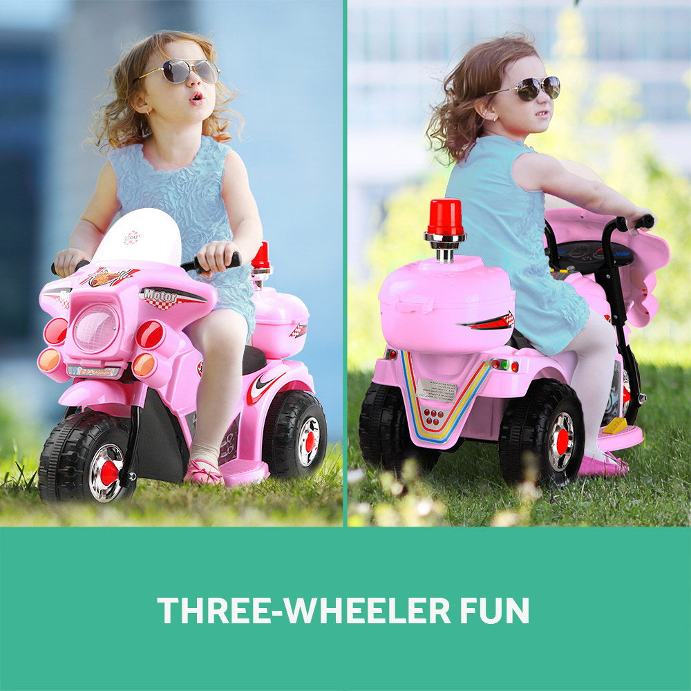Rigo Kids Electric Ride On Police Motorcycle Motorbike 6V Battery Pink 3