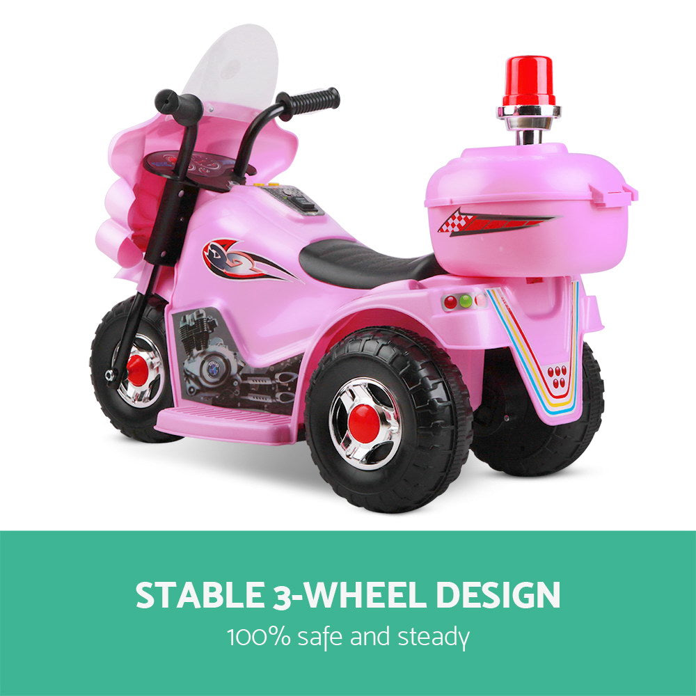 Rigo Kids Electric Ride On Police Motorcycle Motorbike 6V Battery Pink 4