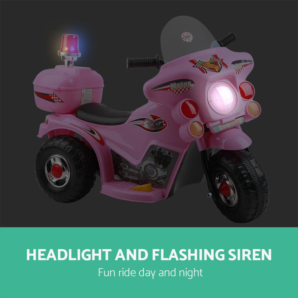 Rigo Kids Electric Ride On Police Motorcycle Motorbike 6V Battery Pink 5