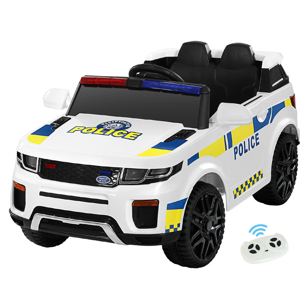 Rigo Kids Electric Ride On Patrol Police Car Horn Music Remote White 6