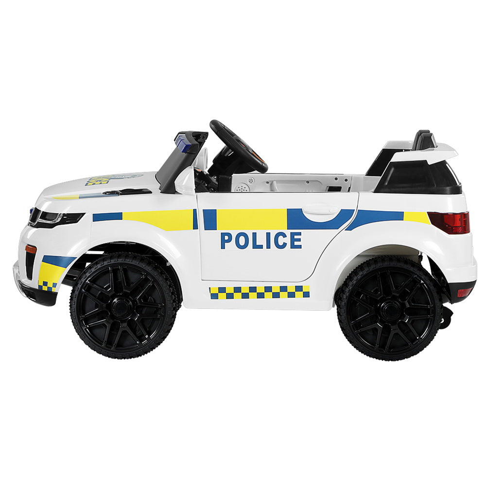 Rigo Kids Electric Ride On Patrol Police Car Horn Music Remote White 3